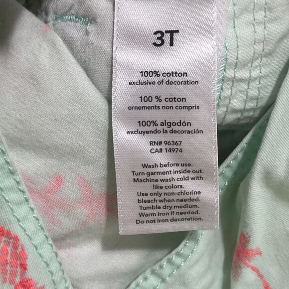 Osh‎ Kosh Bgosh Overalls Toddler Girl 3T Green Palm Trees Pineapples Hawaiian - Picture 6 of 8